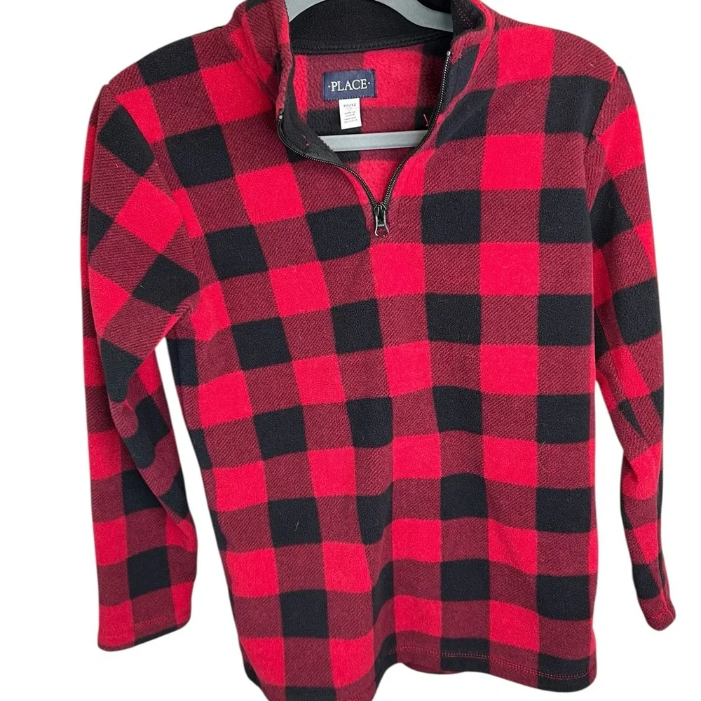 The Children's Place Red and Black Plaid Sweatshirt